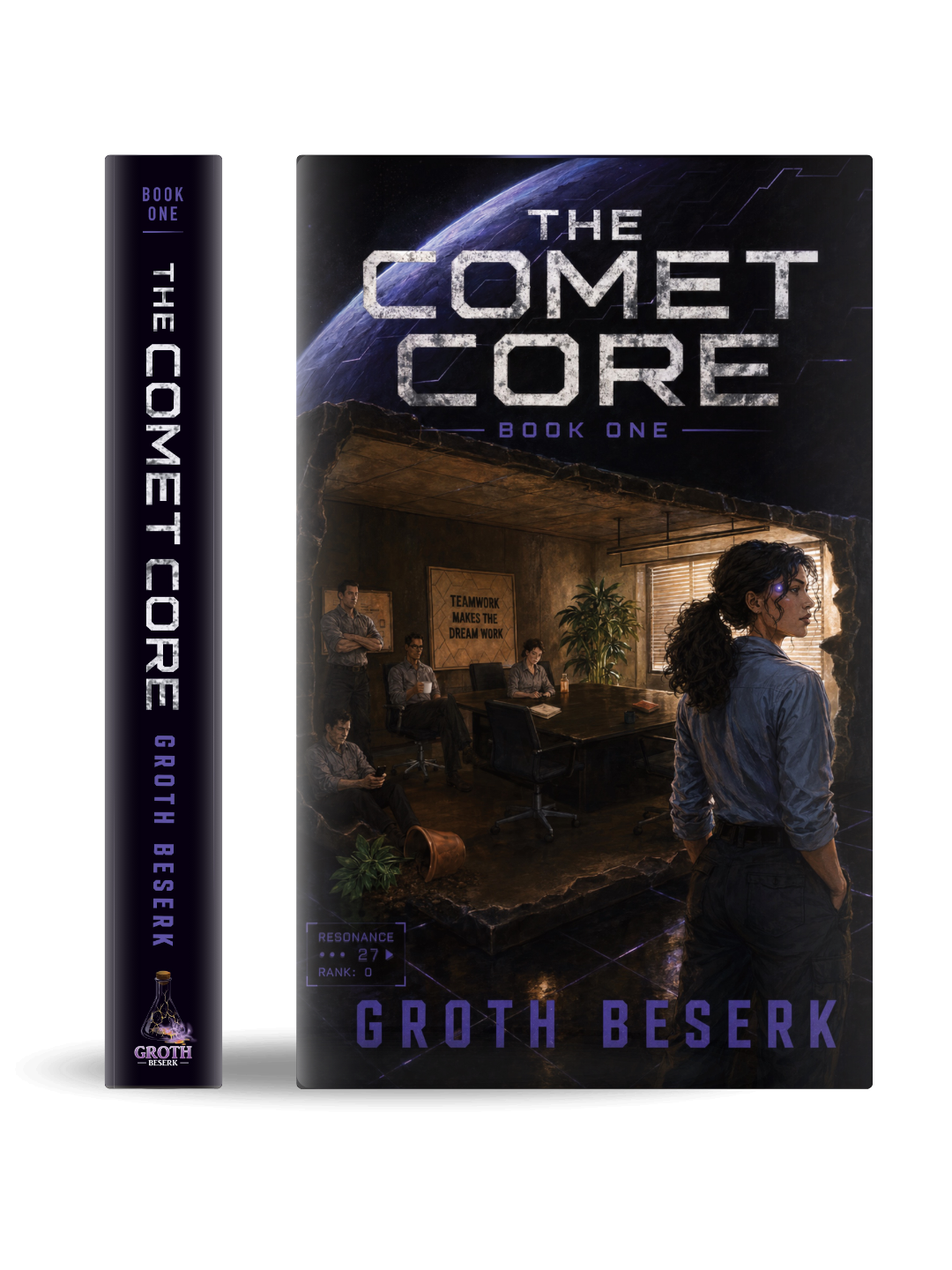 Front and spine mockup for The Comet Core